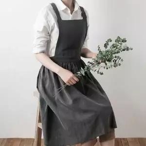 실용적인 포켓 내츄럴 워싱 원피스 앞치마 주방 꽃집 카페 어린이집 다용도