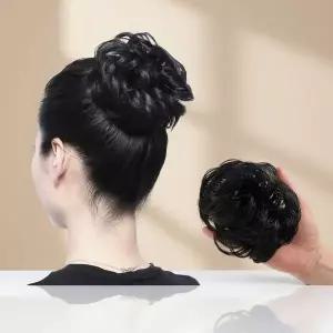볼륨 업 헤어 피스 묶음 머리 곱창 가발 8p 세트 블랙 15cm