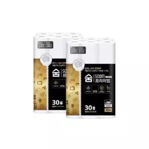 [셀러허브]숨 프리미엄 블랙 3겹 30m 2팩 천연펄프 무형광 화장지 휴지/J (S50842978)