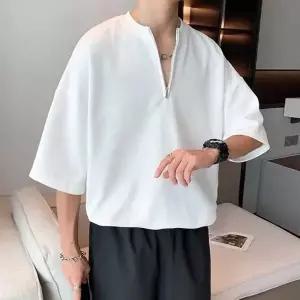 남자옷 선물 캐주얼 집업 반팔티 지퍼 포인 면티 앞트