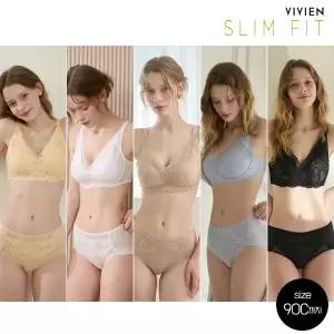 비비안 슬림핏 21차 빅사이즈 풀커버 노와이어 레이스 브라팬티세트(75A-90C)
