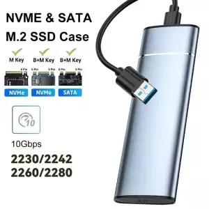 M.2 SATA 외장 케이스 10Gbps SSD 타입 C USB 3.1 하드 드라이브 어댑터 2230 2242 2260 2280 저장 박스