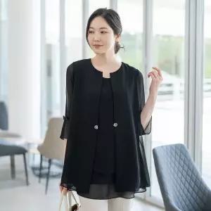 [모슬린]엄마옷 원버튼 쉬폰 주름조끼 614FGH213 마담중년여성빅사이즈50대60대