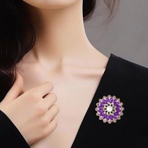 여성용 라인스톤 크리스탈 빈티지 해바라기 멀티컬러 성명 브로치 라펠 플라워 패션 플로럴