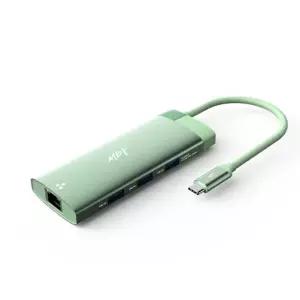 엠비에프 6 in 1 USB C타입 랜카드 USB허브 HDMI 컨버터 그린
