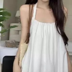 휴양지 여름 비치룩 홀터넥 맥시 롱 나시 원피스 코디