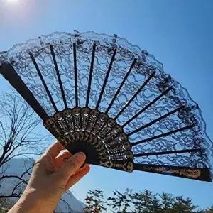 핸드메이드 접이식 부채 레이스 휴대용 부채 댄스용 여름용-WFO2XSR