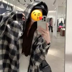 스트릿무드 체크 후드 셔츠 자켓 오버핏 간절기 데일리 아우터