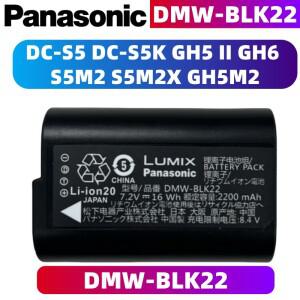 파나소닉 루믹스 DC-S5 GH5 II S5M2 배터리용  DMW-BLK22 2200mAh