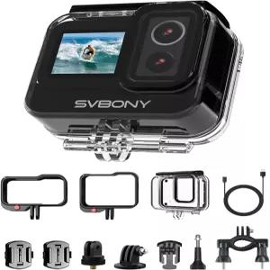 SVBony SVGo 4K30FPS 20MP 액션 카메라 듀얼 렌즈 수중 6축 EIS 안정화 8배 줌 IPS 스크린 케이스 포함
