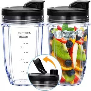 8온스 블렌더 컵을 Sip Seal 뚜껑으로 교체하여 Nutri Ninja BL450 BN40 푸디 SS0 오토 IQ 블레이드 2팩