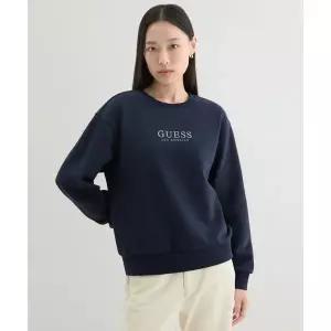 [게스]데일리티 캐주얼상의 ON 2color 여성 기모 세미오버 크롭 맨투맨 OP4KE40