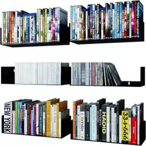 벽걸이 발리 블랙 U자형 CD DVD 보관 선반 및 금속 책장 세트 6개