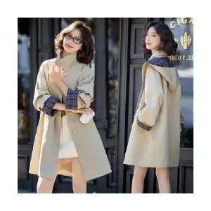 인기 봄 코트 조추 캐주얼 체크 하프 트렌치 스포M1