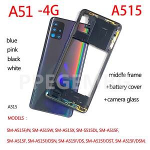 A51 4G A515 삼성 호환 갤럭시 A51 2020 A515F 배터리 케이스 하우징 섀시 중간 프레임 뒷면 커버 + 카메라