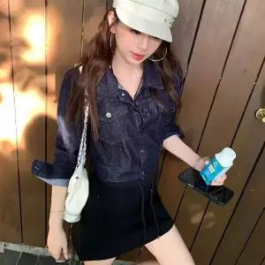청 여자 앳된 코트 컬러의 청자켓 슬림핏 터틀넥 오렌지 스판 SPO마켓1