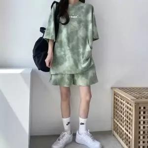 반팔 상하 세트 여름 스포티룩 여자 캐주얼 투피스 여자반팔티 집에서입는옷 (WA4F17C)