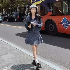 EAMT 여성용 청 가을 키의 길거리 세트 숏 재킷 패치 YJ3