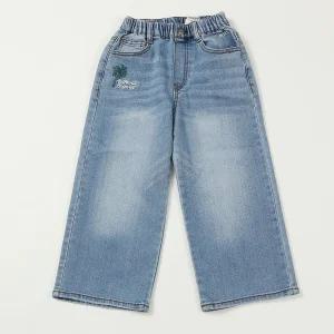 키즈 여아 와이드핏 9부 데님 팬츠 KO2DPU531