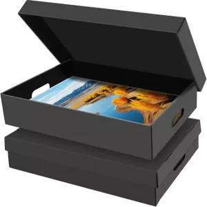 AOBOPLE 2팩 사진 보관함 16인치 x 12인치 4인치 손잡이 구멍이 있는 문서 아트워크 DIY 및 기념품 가정