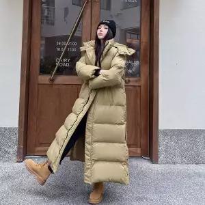 발목롱패딩 여성 겨울 후드 오버핏 다운 캐주얼 루즈핏 방한