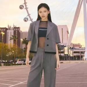 [LAP] (SET-아우터) 밑단 배색 크랍 반팔 자켓 AQ2WJ560_DG