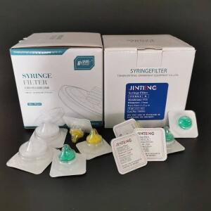 50개/배치 실험실용 나일론/PES/PTFE 멸균 멤브레인 필터 13mm 0.22um/0.45um 미세 다공성 주사기