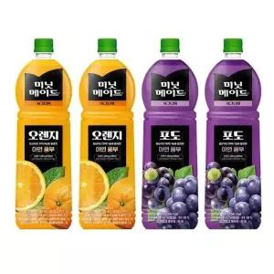 한번에먹자 과즙음료 2종 혼합 / 미닛메이드 오렌지 1.5L 2개 + 미닛메이드 포도 1.5L 2개 / 총 4개