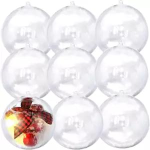 10PK 80MM 투명 플라스틱 충전식 장식품 DIY 크래프트 볼 크리스마스 장식 결혼식 파티 홈 데코용 대형