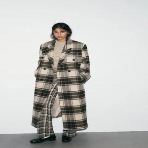 zara 자라 울 체크 엑스트라 롱 코트 - 샌드/브라운1255/758/718120327