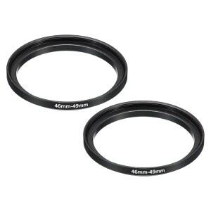패티킬 46MM 49MM 금속 렌즈 블랙 2팩 어댑터 카메라 알루미늄 스텝 필터 후드