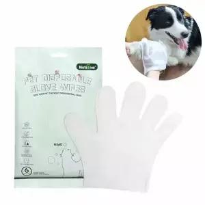 6PCS 애완 동물 일회용 장갑 수건 고양이 개 세척 린스 없이 탈취 드라이 클리닝 물티슈