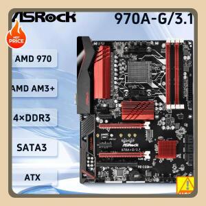 중고 Asrock 970A-G/3.1 마더보드 AM3+ AMD 9704XDDR3 64GB 6XSATA III M.2 USB 3.1 ATX 지원 AMD FX 9590