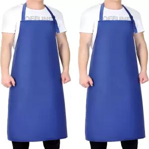 2팩 방수 고무 비닐 앞치마 40인치 셰프 남성용 헤비 듀티 화학 작업 주방용 조절 가능한 턱받이 연장 그릴