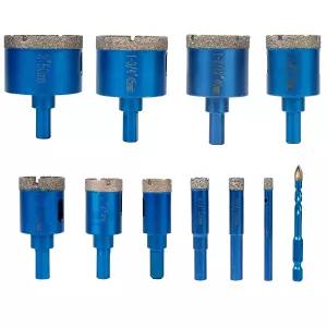 Qivine 10Pcs 다이아몬드 홀 톱 키트 1/4인치에서 2인치 톱니 모양의 브레이징 타일 세라믹 유리 돌 냄비용