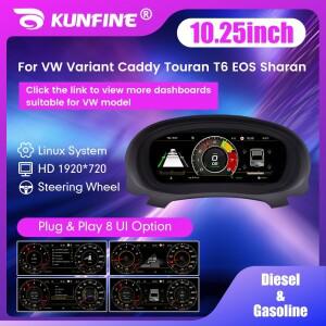 차량용 LCD 디지털 대시보드 클러스터 가상 계기판 조종석 VW 변형 캐디 투란 T6 EOS 샤란 골프 5 용 10.25