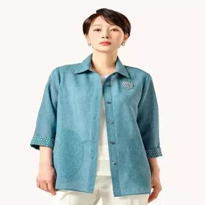 [마담엘레강스][마담엘레강스] 린넨 라이크 배색 자켓 KYU2JK05