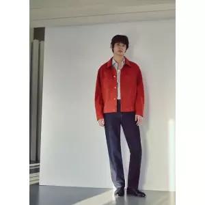 지이크 26S/S 봄 신상 레드 컬러 페이크 스웨이드 트러커 가죽 자켓 SSUMG0007