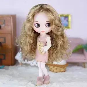 ICY DBS 30cm 블라이스 인형 금발 긴 곱슬머리 밝은 무광 얼굴 공주 스웨터 드레스 축제 선물 생일