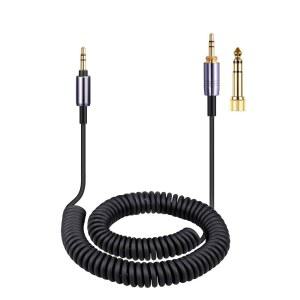 소니 WH-1000XM6 WH-CH720N WH-CH710N MDR-950BT 1AM2 7520 노이즈 캔슬링 헤드폰용 WH-1000XM5 케이블 코일 보조 코드 6.35MM(1/4인치) 어댑터 포함 연장 와이어 14피트