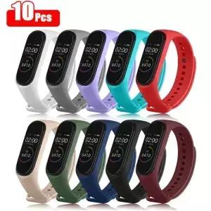 Xiaomi Mi Band 6 5 용 10 개/갑 스트랩 밴드 4 3 팔찌 액세서리 실리콘 손목 시계