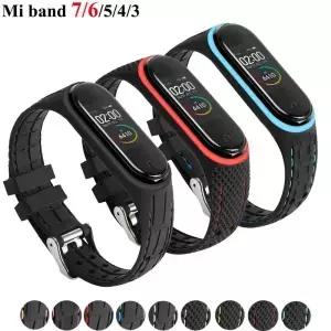 Mi band 7 6 5 팔찌 스포츠 벨트 실리콘 시계 밴드 교체 Xiaomi 3 4 스트랩 용 Smartwatch