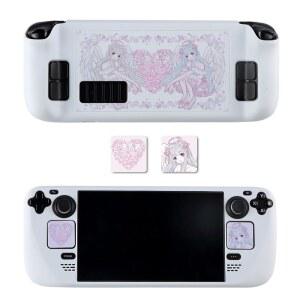 CasosexploreLab Case Compatible for Steam Deck Pink Skin PC Protection Accessories & Cover Hard Kawaii OLED Shell Sticker Grip Angel with on Trackpad LCD Protective Snap