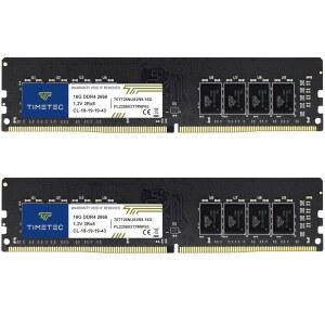 타임텍 32GB 키트(2X16GB) DDR4 2666MHZ(PC4-2666V) PC4-21300 UDIMM 데스크탑 RAM U2013 288핀 1.2V CL19 비완충 DIMM 메모리 모듈 업그레이드 VCE