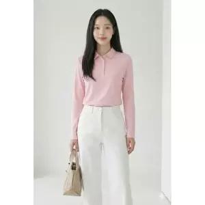크로커다일레이디라이트 핑크 크로커 데일리 카라 티셔츠 CLCSTS904