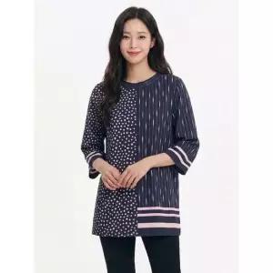 크로커다일레이디네이비 도트프린트 라운드 티셔츠 CLCMTS111