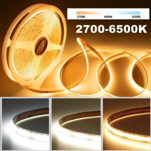 DC 24V CCT COB LED 스트립 조명 8mm 10mm 폭 2700K~6500K 색상 변경 가능 테이프 선형 이중 RA90 디밍 리