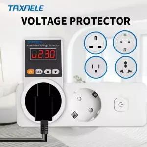자동 전압 보호기 소켓 AC 220V 조정 가능한 6A 전원 서지 EU 플러그 안전 냉장고 보호