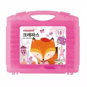 올드림 모나미 모니주 가방파스 크레파스 18색 핑크 세트 신학기 준비물 이름표 견출지 세트