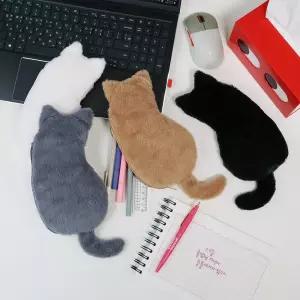 포근한 고양이 봉제인형 필통 펜 파우치